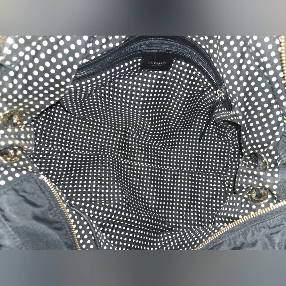 Kate Spade Lg Black Tote Handbag Or Shoulder bag with Leather Accents